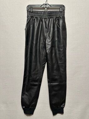 NWT Noir Black Faux Leather Joggers - size S